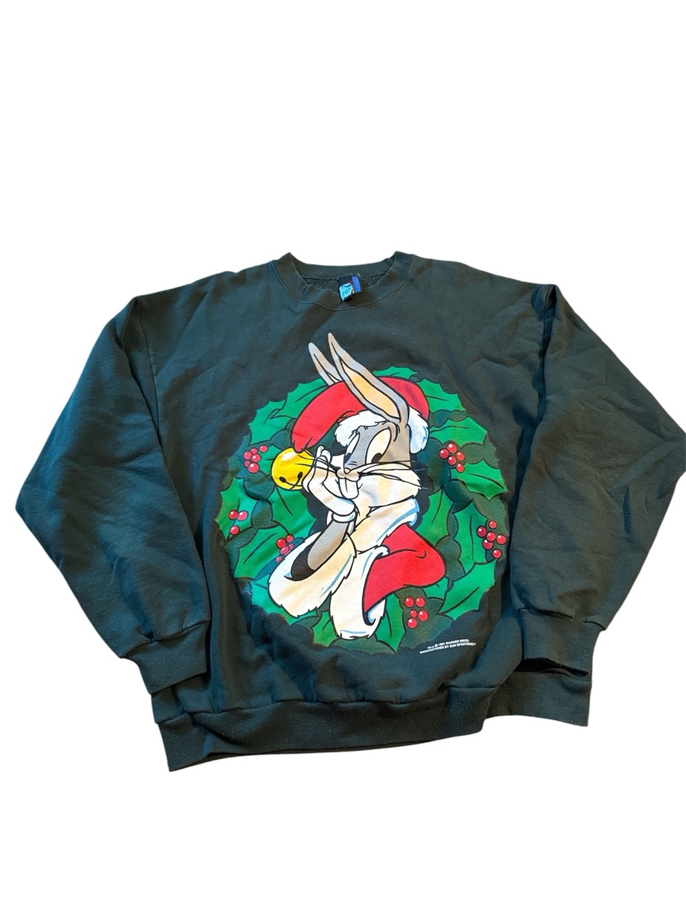 Xl Holiday green Bugs Bunny Graphic Crewneck Sweater 1994
